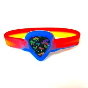 Blacklight Mushrooms Guitar Pick Silicone Bracelet